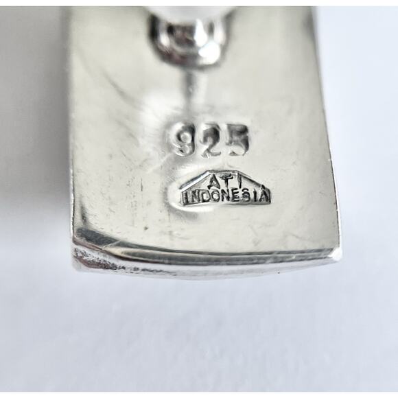 ATI Vintage 925 Silver Filigree Scroll Celtic-style Stud Rectangle Earrings 12mm - Picture 7 of 7